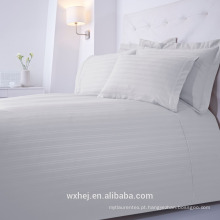 WholeSale Hotel Use Cor Branco Tamanho Twin 250 Thread Count Stripes Plana Lençóis